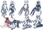 4_toes 5_fingers anthro breasts clothed clothing duo feet female fingers fur german_suplex hair nude smile striped_body striped_fur stripes toes white_body white_fur white_hair infinitedge aegis_(infinitedge) felid mammal pantherine tiger hi_res sketch