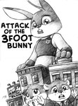 anthro billboard buckteeth building business_suit clothing female group male necktie open_mouth police police_uniform suit teeth text uniform drake_fenwick disney zootopia judy_hopps ambiguous_species lagomorph leporid mammal rabbit rodent 2016 english_text hi_res monochrome