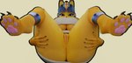 all_fours anthro anus big_breasts blonde_hair blue_hair bowl_cut breasts claws female genitals hair looking_at_viewer pawpads paws pink_pawpads pussy simple_background solo spread_legs spreading yellow_body scraggy_(artist) shwazy_(artist) animal_crossing nintendo ankha_(animal_crossing) felid mammal 3d_(artwork) digital_media_(artwork) hi_res