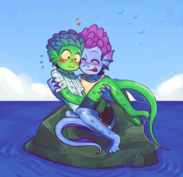 duo heart_symbol male male/male rock sea split_form water young young_on_young pepcatboy disney luca_(pixar) pixar alberto_scorfano luca_paguro accipitrid accipitriform aquatic avian bird eagle humanoid merfolk sea_eagle hi_res