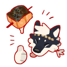 black_body black_ears black_fur blep cheek_tuft eyes_closed facial_tuft fish_meat floating_hands food fur gesture hair hand_gesture male meat pink_tongue short_hair simple_background simple_eyes solo thumbs_up tongue tongue_out tuft unsigned white_background white_body white_fur white_hair white_inner_ear asnnonaka arno_(asnnonaka) canid canine canis mammal wolf 1:1 digital_media_(artwork)