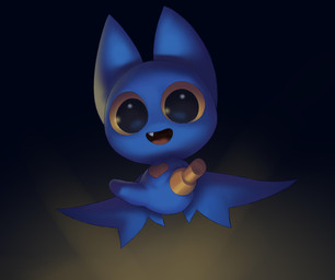 chibi dark featureless_crotch female flying looking_at_viewer low-angle_view pegleg realistic_lighting realistic_shading solo inkune cartoon_network mao_mao:_heroes_of_pure_heart adorabat bat mammal absurd_res hi_res shaded soft_shading