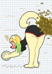 anthro ball blush butt embarrassed exclamation_point fart fart_cloud fart_fetish female gas shocked solo tail volleyball_(ball) klovs andrea_(klovs) canid canine canis domestic_dog mammal 2023 absurd_res hi_res