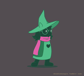 ambiguous_gender anthro clothing eyewear fur glasses hat headgear headwear heart_symbol scarf simple_background solo sparkles spinning text doodleboogle deltarune undertale_(series) ralsei bovid caprine darkner goat mammal 2018 2d_animation animated english_text