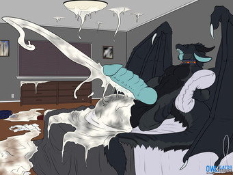 balls bed big_balls big_penis bodily_fluids cum excessive_cum excessive_genital_fluids feral fur furniture genital_fluids genitals glans huge_balls huge_penis humanoid_genitalia humanoid_penis hybrid_genitalia hybrid_penis hyper hyper_balls hyper_genitalia hyper_penis knot knotted_humanoid_penis knotted_penis lying male penis solo owligatorstudios mythology seth_(dracoboiseth) dragon furred_dragon furred_scalie mythological_creature mythological_scalie scalie 4:3