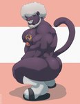 afro anthro butt green_eyes hair male muscular muscular_anthro muscular_male purple_body solo squatting_position tattoo white_hair tylerstark dante_(dantethepanther) felid mammal pantherine hi_res