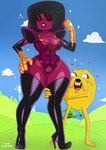 2024 absurd_res adventure_time afro alien alien_humanoid anthro arms_bent artist_name big_breasts big_eyes big_sunglasses biped black_boots black_clothing black_footwear black_hair black_high_heels black_latex black_legwear black_nose black_thigh_boots black_thigh_highs blue_sky blush blush_lines boots breasts canid canine canis cartoon_network cleavage cleavage_overflow clothed clothing cloud collarbone crossover dark_hair dark_nose dated day digital_drawing_(artwork) digital_media_(artwork) domestic_dog duo eyewear featureless_crotch female fingerless_gloves fingers footwear fur garnet_(gem_species) garnet_(steven_universe) gem_(species) gem_fusion glistening glistening_body glistening_breasts glistening_lips glistening_nose glistening_skin gloves hair hand_on_hip hand_on_own_hip handwear heart_symbol hearts_around_head hi_res high_heeled_boots high_heels humanoid humanoid_hands jake_the_dog larger_female latex latex_boots latex_clothing latex_footwear latex_legwear latex_thigh_boots latex_thigh_highs leg_grab legwear leotard light_body light_fur light_tongue lips looking_at_another male male/female mammal medium_hair monotone_body monotone_fur monotone_skin multiversus nipple_outline nipples nude nude_anthro nude_male open_mouth open_smile outside pink_body pink_breasts pink_clothing pink_leotard pink_nose pink_skin pink_tongue plantigrade pose puffy_nipples red_blush red_eyewear red_heart red_lips red_sunglasses rx120 screencap screencap_background shoes size_difference skimpy sky smaller_anthro smaller_male smile sparkles standing steven_universe straight_legs sunglasses teeth thick_lips thick_thighs thigh_boots thigh_grab thigh_highs tongue wearing_sunglasses white_clouds white_eyes wide_hips yellow_body yellow_fur