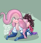 anthro anthro_on_anthro anthro_penetrated anthro_penetrating anthro_penetrating_anthro ass_up balls bent_over big_balls big_breasts big_penis blue_body bodily_fluids breasts brown_hair clitoris doggystyle dominant dominant_gynomorph dominant_intersex duo erection female female_penetrated from_behind_position genital_fluids genitals gynomorph gynomorph/female gynomorph_penetrating gynomorph_penetrating_female hair heart_symbol horn huge_breasts intersex intersex/female intersex_penetrating intersex_penetrating_female machine moan one_eye_closed onomatopoeia penetration penile penile_penetration penis penis_in_pussy pink_body pink_hair plap purple_hair red_eyes sex simple_background sound_effects submissive submissive_female tail text vaginal vaginal_fluids vaginal_penetration yellow_eyes limebreaker mythology rose_(limebreaker) vermana dragon mythological_creature mythological_scalie robot scalie hi_res