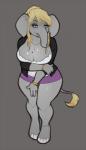 anthro blonde_hair breasts cleavage clothed clothing elephant_toes female hair looking_at_viewer makeup mature_anthro mature_female proboscis_(anatomy) slightly_chubby smile solo trunk trunk_(anatomy) wide_hips spearfrost rockerbobo faye_(rockerbobo) elephant elephantid mammal proboscidean