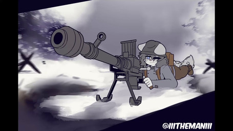 aiming anthro anti-materiel_rifle armor blue_eyes clothed clothing gun headgear helmet lying male muzzle_flash on_front outside ranged_weapon recoil snow solo warzone weapon the_man foxhole:_persistant_online_warfare felid mammal pantherine snow_leopard 16:9 2025 2d_animation animated frame_by_frame hi_res short_playtime sound video widescreen