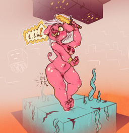 anthro areola barefoot belly bracelet breasts facial_piercing feet female genitals gold_ore jewelry lava melee_weapon navel netherrack nipples nose_piercing nude piercing plant ring_piercing simple_background solo sword vines vulva weapon kemotobi microsoft minecraft mojang xbox_game_studios domestic_pig ghast_(minecraft) mammal piglin suid suine sus_(pig) 2020 hi_res