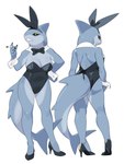 5_fingers anthro biped black_sclera blue_body blue_skin blue_tail breasts butt cigarette clenched_teeth clothed clothed_anthro clothed_female clothing countershade_torso countershading female fingers footwear front_view gills high_heels holding_cigarette holding_object leotard looking_at_viewer navel non-mammal_breasts rear_view shoes solo standing tail teeth thick_thighs wide_hips yellow_eyes kame_3 fish marine shark 2025 absurd_res digital_media_(artwork) hi_res