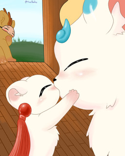 daww duo female feral feral_on_feral ill kissing male male/female snout_in_mouth young izzipurrito fabulous_beasts mythology sibuxiang_the_deer_(fabulous_beasts) tianlu_(fabulous_beasts) tubaoshu_(fabulous_beasts) canid canine herpestid mammal mongoose mythological_creature pixiu 4:5 absurd_res hi_res