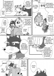 anthro black_body black_fur canid canine canis clothing comic cotton_(artist) dialogue domestic_dog english_text felid fur greyscale male mammal monochrome natsume_(tooboe_bookmark) pantherine text tiger tooboe_bookmark tuft