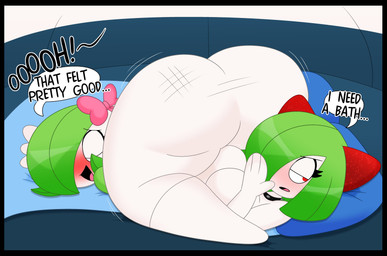 4_fingers accessory big_breasts big_butt blush bow_ribbon breasts bubble_butt butt collar curvy_figure dialogue duo eyelashes eyes_closed female female_on_bottom female_on_top fingers green_body green_hair green_skin hair hair_accessory hair_bow hair_over_eye hair_ribbon huge_butt huge_hips huge_thighs motion_lines multicolored_body multicolored_skin on_bottom on_top red_eyes ribbons short_hair spank_marks spiked_collar spikes text thick_thighs two_tone_body two_tone_skin voluptuous voluptuous_female voluptuous_humanoid white_body white_skin wide_hipped_female wide_hipped_humanoid wide_hips 3barts nintendo pokemon mary_(3barts) vanessa_(3barts) gardevoir generation_3_pokemon humanoid kirlia pokemon_(species) 2025 absurd_res digital_drawing_(artwork) digital_media_(artwork) english_text hi_res