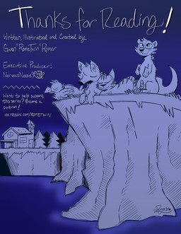 after_transformation cliff female feral forest group lake male night plant purple_sky sky sleeping text tree water romecartoons avian bird canid canine corvid corvus_(genus) crow domestic_cat felid feline felis fox mammal mustelid oscine otter passerine comic credits english_text hi_res