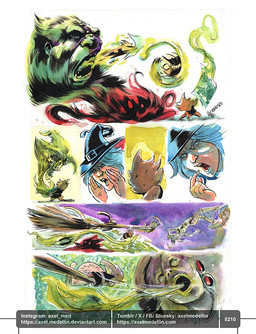 5_fingers ambiguous_gender anthro black_clothing black_crop_top black_hat black_headwear black_shirt black_topwear blue_eyes broom broom_riding cleaning_tool close-up clothed clothed_female clothed_humanoid clothing crop_top doll eyes_closed fangs featureless_limbs female fingers flat_chested flipping fully_clothed fully_clothed_female fully_clothed_humanoid fur green_body green_fur group hat headgear headwear holding_object holding_paper inanimate_transformation light magic_user male male_anthro medium_hair midair midriff mouth_closed noseless number open_mouth outside paper petrification pointing_at_mouth purple_sky red_body red_fur red_sclera shirt sky spitting_out tan_body tan_skin teeth text text_box topwear transformation voodoo voodoo_doll witch witch_hat x_eyes axelmedellin inktober shapeshifter_(axelmedellin) voodoo_doll_(axelmedellin) witch_(axelmedellin) animate_inanimate ghost human humanoid living_doll mammal sasquatch spirit 2025 artist_name colored comic dated english_description lighting painting_(artwork) pen_(artwork) shaded signature traditional_media_(artwork) url