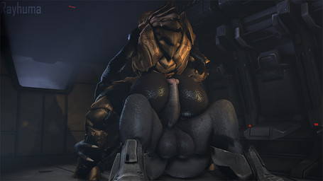 anthro armor balls big_balls big_butt black_body black_scales bottomless butt clothed clothing duo erection faceless_character faceless_male genitals grey_body grey_scales hot_dogging male male/male penis rear_view scales sex rayhuma halo_(series) microsoft xbox_game_studios alien sangheili 2020 3d_(artwork) alternate_version_at_source digital_media_(artwork) source_filmmaker_(artwork) watermark