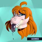 anthro bodily_fluids drooling female hair looking_at_viewer open_mouth saliva simple_background smile solo teeth tongue tongue_out laionss menmen alligator alligatorid crocodilian reptile scalie 1:1 2017 3d_(artwork) digital_media_(artwork) headshot_portrait low_res portrait