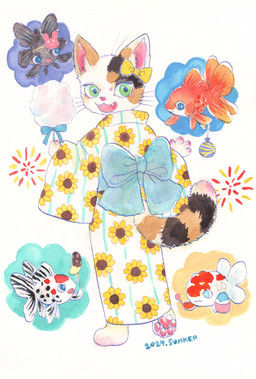 accessory ambiguous_gender anthro asian_clothing blue_eyes bow_(feature) bow_accessory bow_ribbon candy clothed clothing dessert east_asian_clothing female feral flower flower_accessory flower_hair_accessory food fur green_eyes group hair_accessory hair_bow hair_ribbon japanese_clothing kemono kimono looking_at_viewer mottled open_mouth open_smile orange_body pawpads piebald pink_pawpads plant ribbons simple_background smile solo_focus stripes tail whiskers white_background white_body white_fur kyokyota amur_carp aquatic arthropod calico_cat carp cyprinid cypriniform domestic_cat felid feline felis fish koi mammal typical_carp 2024 hi_res traditional_media_(artwork)
