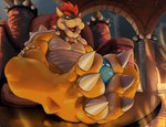 3_toes anthro barefoot blue_body claws duo feet foot_fetish foot_on_face foot_play foot_smother male paws smothering soles squeezing toes yellow_body blockman3_(artist) mario_bros nintendo bowser cyan_yoshi koopa scalie yoshi hi_res