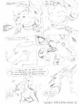 2008 anthro bdsm bodily_fluids bondage bound canid canine canis comic cum cum_in_mouth cum_inside dialogue dragon english_text genital_fluids genitals group jumell male male/male mammal monochrome mythological_creature mythological_scalie mythology pain penis scalie sketch text transformation wolf