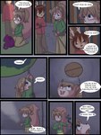 2012 3:4 anthro babystar biped clothing comic deer detailed_background dialogue digital_media_(artwork) english_text female flashlight fur gemma_polson hair hi_res hoodie male mammal rodent sciurid shirt sitting standing text topwear tree_squirrel