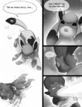 angry black_and_white comic dialogue duo eeveelution english_text feral generation_4_pokemon glaceon greyscale hi_res ice_beam male monochrome nintendo outside pokemon pokemon_(species) shoop_da_whoop snow speech_bubble tail tderek99 text weavile winter