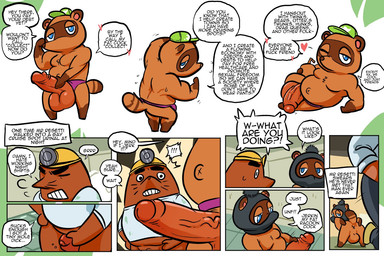 anthro anus balls big_balls brown_body brown_fur butt chibi cruising duo erection foreskin fur genitals heart_symbol humanoid_genitalia humanoid_penis humor looking_back male male/male masturbation musclegut muscular one_eye_closed penile penile_masturbation penis presenting presenting_anus presenting_hindquarters text vein veiny_penis wink mrbooshmaster animal_crossing nintendo mr._resetti tom_nook_(animal_crossing) canid canine eulipotyphlan mammal mole_(animal) raccoon_dog tanuki comic english_text