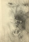 1976 20th_century abstract_art abstract_background ambiguous_gender ancient_art black_and_white black_nose canid canine canis creepy feral greyscale growling mammal monochrome mythological_canine mythological_creature mythology nightmare_fuel open_mouth scary small_eyes solo stephen_gammell surreal traditional_media_(artwork) were werecanid werecanine werewolf wolf