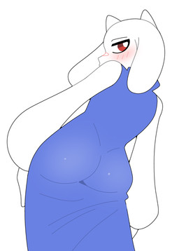 2_horns anthro blush blush_lines butt clothed clothing female floppy_ears horn leaning looking_at_viewer looking_back looking_back_at_viewer lop_ears rear_view red_eyes robe simple_background solo standing white_background white_body wide_hips oddity27 undertale undertale_(series) toriel boss_monster_(undertale) bovid caprine goat mammal 2026 digital_drawing_(artwork) digital_media_(artwork) hi_res portrait three-quarter_portrait