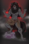 4_toes 5_fingers abs anthro biped black_hair black_tail claws clothed clothed_anthro clothed_male clothing feet finger_claws fingers front_view fur grey_body grey_fur hair handpaw inner_ear_fluff looking_at_viewer male no_irises open_mouth partially_clothed partially_clothed_anthro partially_clothed_male paws red_sclera simple_background solo standing tail teeth toe_claws toes tongue topless topless_anthro topless_male tuft purplelemons mythology canid canine mammal mythological_canine mythological_creature werecanid werecanine werecreature werewolf 2025 2:3 digital_media_(artwork) hi_res