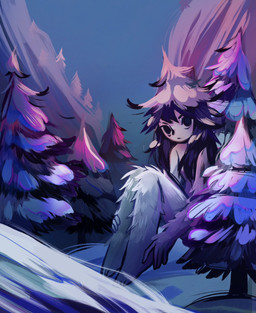 detailed_background feet female fingers fur hair macro monster_girl_(genre) outside plant sitting snow solo toes tree white_body white_fur feefal humanoid yeti hi_res