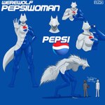 behind_another drinking_soda female group imminent_death larger_female looking_at_viewer size_difference trio werewolf_pepsiwoman ruok_9311 coca-cola pepsi pepsiman_(character) pepsiwoman_(character) 1:1 hi_res