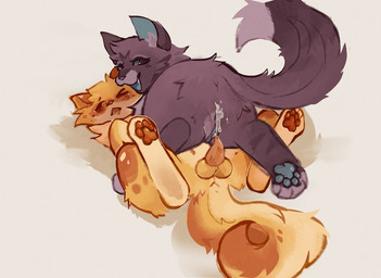 >_< >_o >o< after_sex after_vaginal anus ass_up balls blue_eyes blush blush_lines bodily_fluids brown_body brown_fur butt clitoris countershade_tail countershade_torso countershading cum cum_drip cum_in_vagina cum_inside dipstick_tail dipstick_toes dominant dominant_female dripping drop_shadow duo ears_up exhausted eyelashes eyes_closed female feral feral_on_feral freckled_face freckles fur genital_fluids genitals gloves_(marking) inner_ear_fluff male male/female markings multicolored_body multicolored_fur pawpads penile_spines penis raised_tail rear_view simple_background smile spots spotted_body spotted_fur striped_body striped_markings striped_tail stripes tail tail_markings teeth_showing tuft unnatural_colors yellow_body yellow_fur conditional_dnp waterthissport warriors_(book_series) hawkfrost_(warriors) mothwing_(warriors) domestic_cat felid feline felis mammal tabby_cat hi_res brother_(lore) brother_and_sister_(lore) incest_(lore) sibling_(lore) sister_(lore) trans_(lore) trans_man_(lore) trans_woman_(lore)