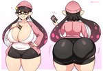 between_breasts big_breasts big_butt breasts butt cleavage clothed clothing female huge_butt object_between_breasts simple_background solo thick_thighs white_background wide_hips startop nintendo splatoon callie_(splatoon) animal_humanoid cephalopod cephalopod_humanoid humanoid inkling marine marine_humanoid mollusk mollusk_humanoid hi_res