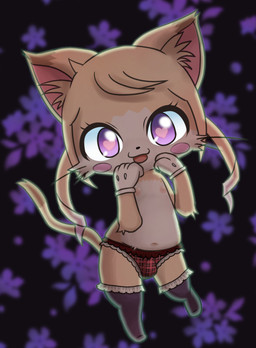 abstract_background anthro blush blush_stickers bulge clothing drill_curls femboy gloves hair handwear heart_eyes heart_symbol legwear looking_at_viewer male navel nipples shota solo standing stockings underwear whiskers young young_anthro bunnag cat_busters chrona_(cat_busters) domestic_cat felid feline felis mammal digital_media_(artwork) shaded