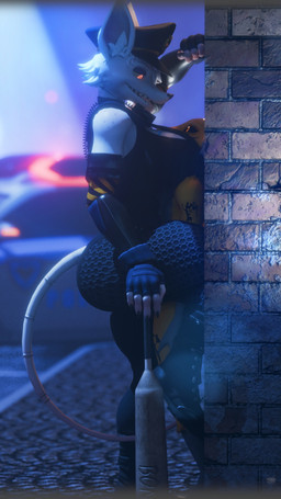 against_surface against_wall anthro assertive_anthro assertive_female baseball_bat bat_(object) big_breasts black_boots black_clothing black_footwear black_sclera blue_clothing blue_gloves blue_handwear boots bottomwear breasts car clothed clothed_anthro clothed_female clothing duo eye_contact eyeshadow female fingerless_gloves footwear freckled_breasts freckled_face freckled_shoulders freckles fur gloves hair handwear horny_bat kabedon looking_at_another makeup male male/female multicolored_body multicolored_fur nude_anthro nude_male orange_eyes pants police police_officer purple_eyeshadow shoes tail thick_thighs two_tone_body two_tone_fur vehicle wearing_hat white_body white_fur white_hair yellow_body yellow_fur mercfox438 warfaremachine_(modeler) bandai_namco digimon fan_character jon_(mercfox438) officer_flint_(foresttherotten) warfare_flint warfare_renamon canid digimon_(species) mammal murid murine rat renamon rodent 2025 3d_(artwork) 9:16 digital_media_(artwork) hi_res