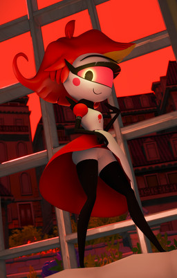 1_eye butt clothed clothing clothing_lift dress dress_lift eyelashes female flashing flashing_pussy genitals hair legwear looking_at_viewer maid_uniform no_underwear outdoor_nudity pose red_eyes red_hair seductive smile solo standing stockings uniform vulva white_body lorded voidwillow_(modeler) hazbin_hotel hellaverse niffty_(hazbin_hotel) cyclops demon demon_humanoid humanoid 3d_(artwork) absurd_res digital_media_(artwork) hi_res