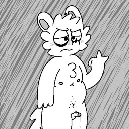 angry anthro balls belly biped blush blushing_profusely bodily_fluids body_hair cheek_tuft chest_hair chest_tuft dripping ear_piercing embarrassed erection eyeshadow facial_tuft fluffy fluffy_tail fur genital_fluids genitals gesture grey_background hand_gesture happy_trail head_tuft humanoid_genitalia humanoid_penis makeup male male_anthro middle_finger moobs navel nipples nude_anthro nude_male overweight overweight_anthro overweight_male penis penis_tip piercing precum precum_drip shaved simple_background small_balls small_penis small_penis_exposure solo standing tail three-quarter_view tired_eyes tuft vein veiny_penis white_body white_fur white_fur_tuft dexoxeck normalsville reno_(normalsville) chinchilla chinchillid mammal rodent 1:1 2025 black_and_white digital_drawing_(artwork) digital_media_(artwork) line_art low_res monochrome signature