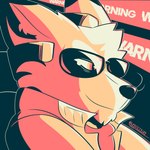 anthro eyewear fur male simple_background solo sunglasses fizzyjay nintendo star_fox this_is_fine james_mccloud canid canine fox mammal 1:1 digital_media_(artwork) hi_res