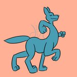 ambiguous_gender blue_body eyes_closed monotone_body quadruped simple_background solo toony walk_cycle walking hexadoodle canid canid_taur mammal mammal_taur taur 1:1 2022 animated loop short_playtime