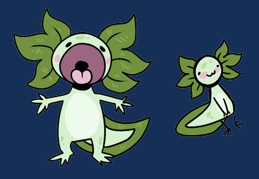 ambiguous_gender blush closed_smile dot_eyes featureless_crotch green_body light_body mouth_closed mouth_shot open_mouth pink_tongue plant simple_background simple_eyes smile solo tongue toony transparent_background unsigned swampjaws amphibian aquatic axolotl elemental_creature flora_fauna hybrid mole_salamander salamander alpha_channel full-length_portrait portrait