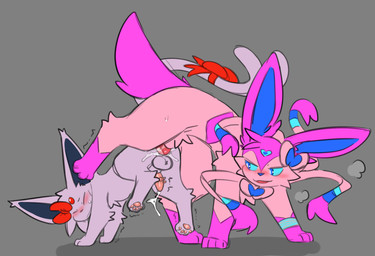 accessory anal anal_penetration animal_genitalia animal_penis balls blush bodily_fluids bow_(feature) bow_ribbon bracelet butt canine_genitalia canine_penis cum cum_in_ass cum_inside cum_on_butt duo eyes_closed feline_genitalia feline_penis feral furgonomics genital_fluids genitals head_bow jewelry knot knot_hanging knotted_penis knotting leg_markings male male/male markings orgasm penetration penis raised_leg ribbons ribbons_(anatomy) scrunchy_face sex socks_(marking) tail tail_accessory tail_bow tail_ribbon shinyumbre nintendo pokemon fan_character gem_(gemofevan) poke_(pokemonlover) eeveelution espeon generation_2_pokemon generation_6_pokemon pokemon_(species) sylveon 2026