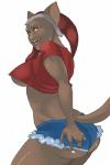 anthro breasts butt clothed clothing female looking_at_viewer open_mouth smile solo standing under_boob tweedabop felid mammal 2:3 absurd_res hi_res