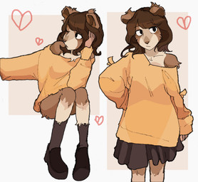 anthro biped bottomwear brown_hair clothed clothed_anthro clothed_female clothing female footwear front_view fully_clothed fully_clothed_anthro fully_clothed_female fur hair long_sleeves skirt socks solo standing sweater tan_body tan_fur topwear hhonchkrow234 caviid guinea_pig mammal rodent absurd_res hi_res