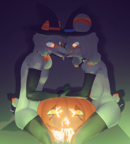 anthro anthro_on_anthro areola armwear black_armwear black_clothing black_elbow_gloves black_gloves black_handwear black_legwear black_thigh_highs bodily_fluids breasts clothing collaborative cum cum_in_pumpkin duo elbow_gloves floppy_ears food french_kissing fruit fur furgonomic_headwear furgonomics genital_fluids genitals glans gloves glowing glowing_cum grey_body grey_fur gynomorph gynomorph/male handwear hat headgear headwear intersex intersex/male kissing legwear male masturbation mostly_nude orange_areola orange_eyes orange_glans penile penile_masturbation penis plant pumpkin sex_toy sharing_sex_toy thigh_highs tongue tongue_out unusual_bodily_fluids unusual_cum unusual_genital_fluids witch_hat conditional_dnp gusta gusta_(gusta) gusty_(gusta) bovid caprine chinchilla chinchillid goat mammal rodent hi_res herm_(lore)