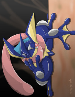 ambiguous_gender anthro sign solo type nintendo pokemon amphibian generation_6_pokemon greninja pokemon_(species) 2015 hi_res