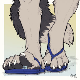 4_toes anthro claws clothing dirty dirty_feet duo extreme_size_difference feet flip_flops foot_fetish foot_focus footwear inside_clothing inside_shoe insole macro male micro pawpads paws sandals shoes size_difference toe_claws toes trapped_in_clothing trapped_in_shoe underfoot raymondfoxford absurd_res hi_res