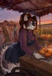 anthro apron cinnamon_bun clothing female festival festival_clothing food fruit harvest pastry plant pumpkin solo streamers sweater topwear purga_12 avora_kuma felid feline leopard mammal pantherine snow_leopard hi_res